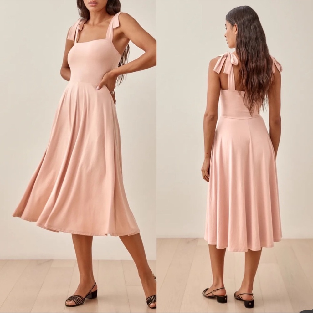 REFORMATION Edita dress Midi In Serenade‎ Blush Pink size Medium